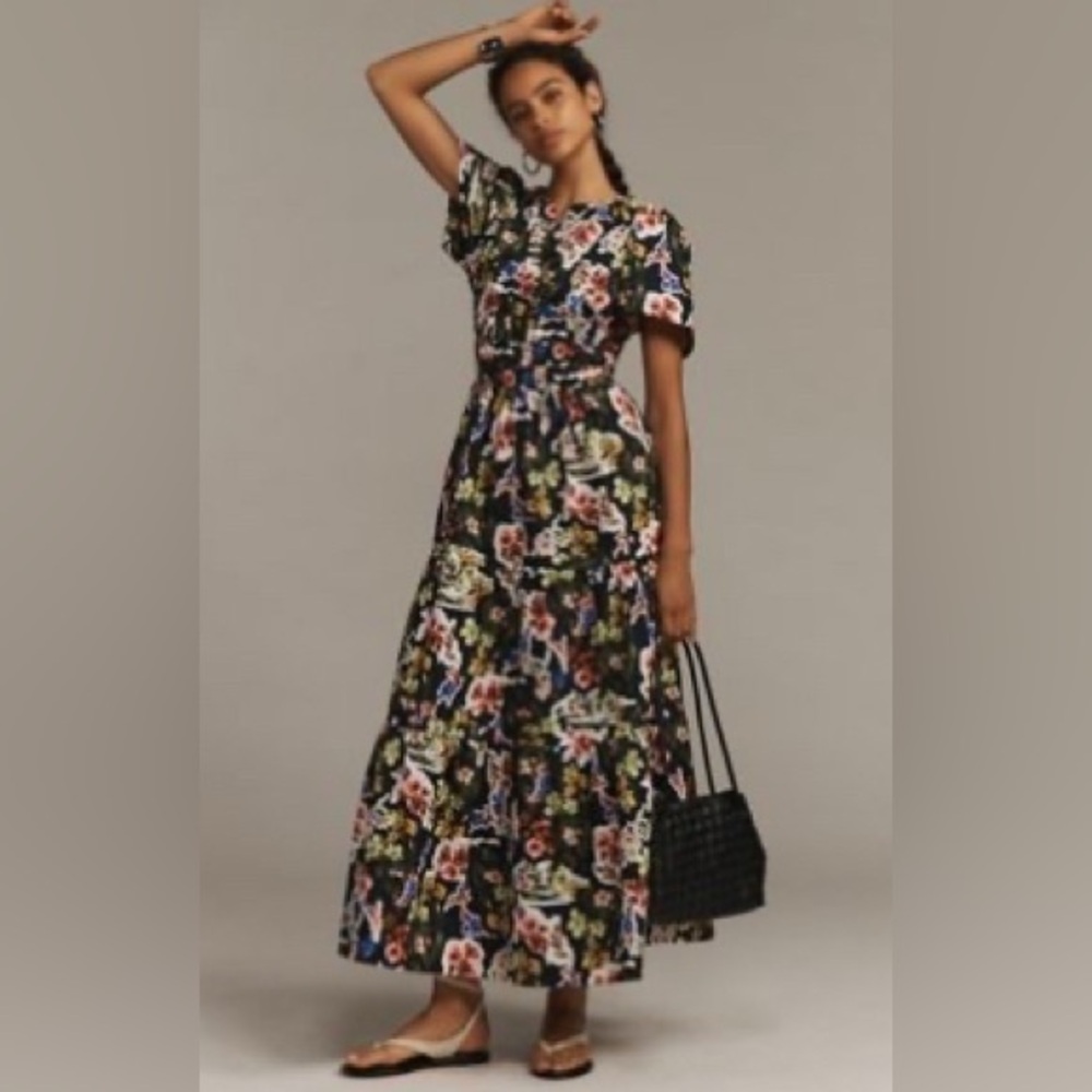 Anthropologie Floral Somerset Maxi Dress Size Small